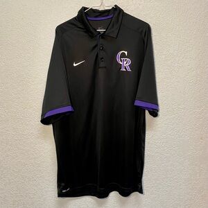 Nike Colorado Rockies Polo Men’s XL Black Dri-Fit MLB Short Sleeve Golf Shirt